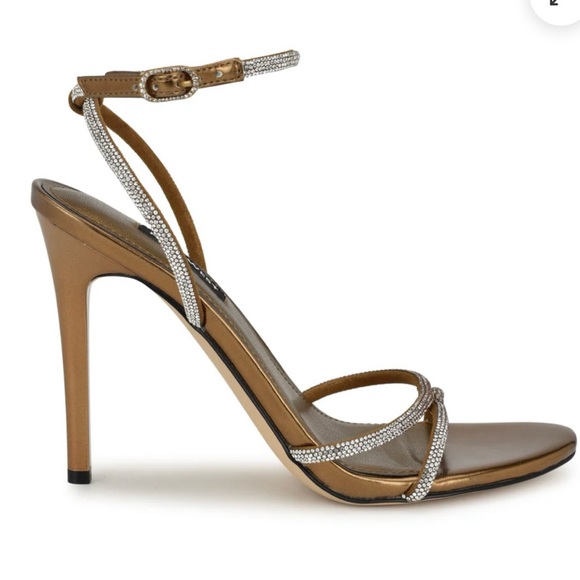 Nine West Gold Strappy Heels - Picture 1 of 7